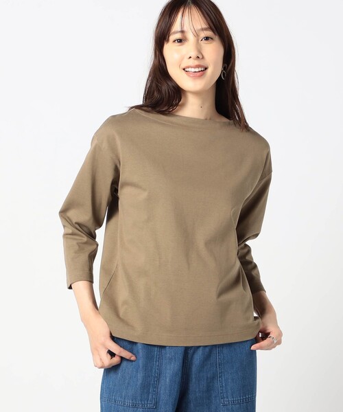 Grand PARK（グランドパーク）の「日本製　デラヴェ天竺　カットソー（その他トップス・レディース・チャコールグレー/ブルー/ブラウン・S/M）」の2枚目の写真