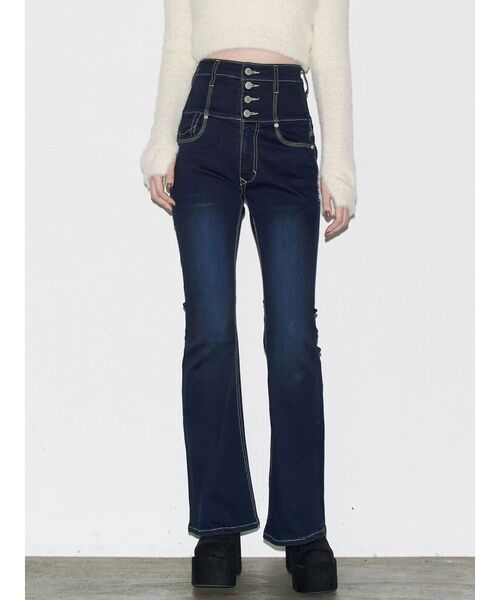 EMODA（エモダ）の「バックリボンフレアハイウエストパギンス（デニムパンツ・レディース・ライトブルー/ブラック/インディゴブルー・X-SMALL/MEDIUM/SMALL）」の22枚目の写真