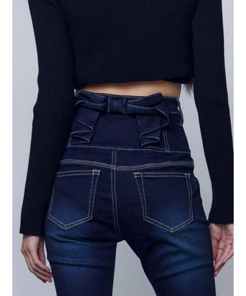 EMODA（エモダ）の「バックリボンフレアハイウエストパギンス（デニム