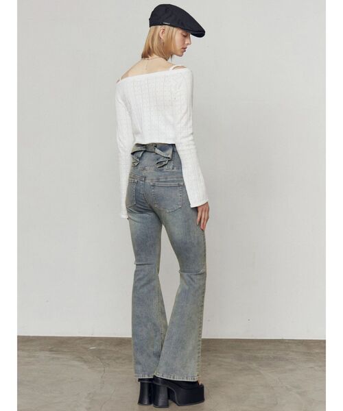 EMODA（エモダ）の「バックリボンフレアハイウエストパギンス（デニムパンツ・レディース・ライトブルー/ブラック/インディゴブルー・X-SMALL/MEDIUM/SMALL）」の19枚目の写真