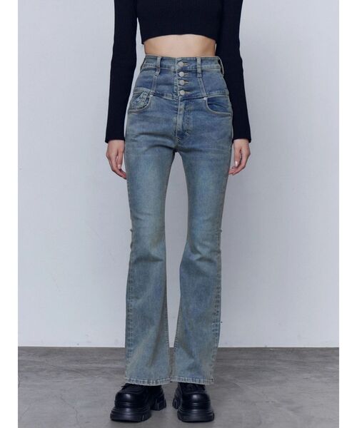 EMODA（エモダ）の「バックリボンフレアハイウエストパギンス（デニムパンツ・レディース・ライトブルー/ブラック/インディゴブルー・X-SMALL/MEDIUM/SMALL）」の15枚目の写真