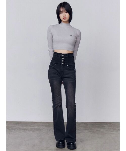 セール】バックリボンフレアハイウエストパギンス（デニムパンツ