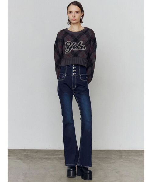 セール】バックリボンフレアハイウエストパギンス（デニムパンツ