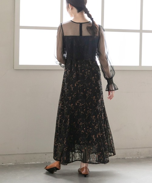 birei(ビレイ)の「エンブロイダリーチュールコンビドレス(ドレス・レディース・カーキ/ブラック/ピンク・M)」の19枚目の写真
