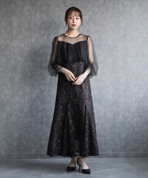 birei(ビレイ)の「エンブロイダリーチュールコンビドレス(ドレス・レディース・カーキ/ブラック/ピンク・M)」の22枚目の写真