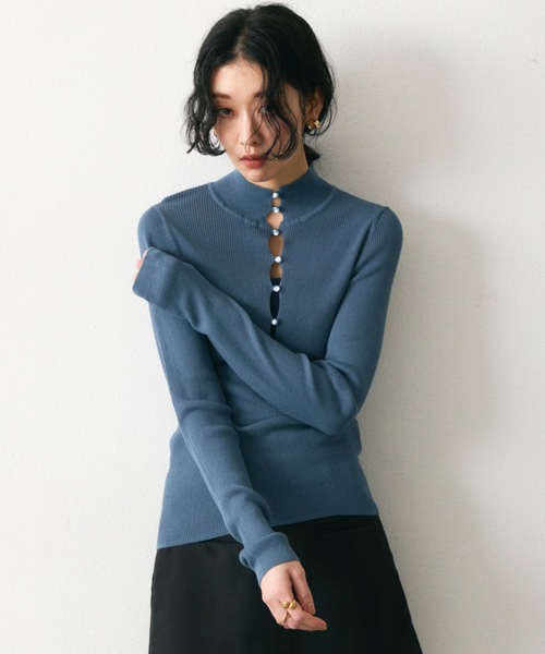 Lutim by u(ルチバイユー)の「【接触冷感】アイシーシャーベットフロントボタンリブトップス(その他トップス・レディース・チャコールグレー/アイボリー/ネイビー・FREE)」の3枚目の写真