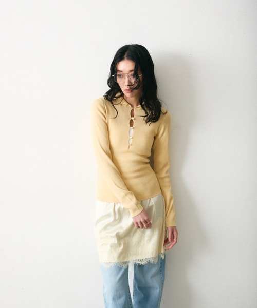 Lutim by u(ルチバイユー)の「【接触冷感】アイシーシャーベットフロントボタンリブトップス(その他トップス・レディース・チャコールグレー/アイボリー/ネイビー・FREE)」の14枚目の写真