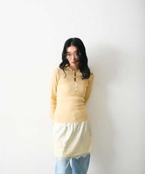 Lutim by u(ルチバイユー)の「【接触冷感】アイシーシャーベットフロントボタンリブトップス(その他トップス・レディース・チャコールグレー/アイボリー/ネイビー・FREE)」の12枚目の写真