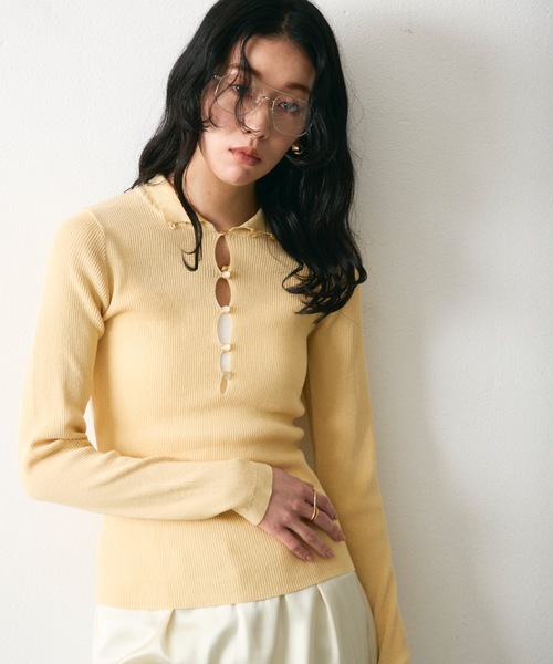 Lutim by u(ルチバイユー)の「【接触冷感】アイシーシャーベットフロントボタンリブトップス(その他トップス・レディース・チャコールグレー/アイボリー/ネイビー・FREE)」の11枚目の写真