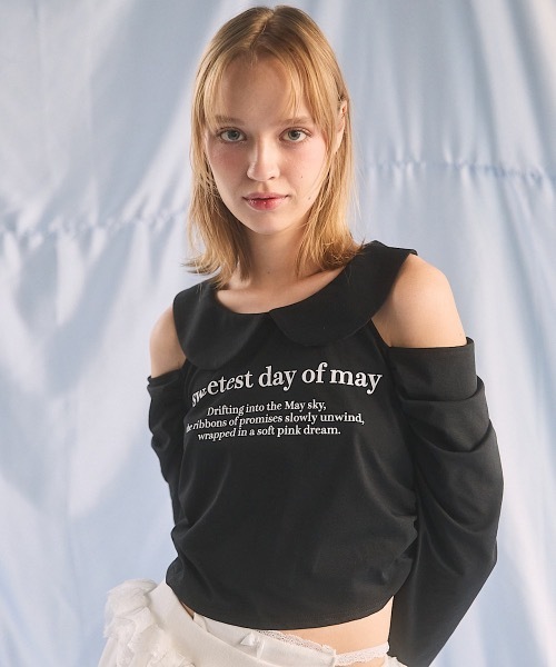 lilLilly(リルリリー)の「ロゴショルダーカットトップス(Tシャツ/カットソー・レディース・ホワイト/ブルー/ブラック・FREE)」の9枚目の写真