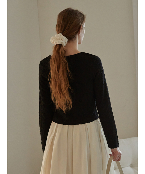BEMUSE MANSION(ビミューズマンション)の「U-neck crinkle cardigan set - Black(カーディガン/ボレロ・レディース・ブラック・FREE)」の3枚目の写真