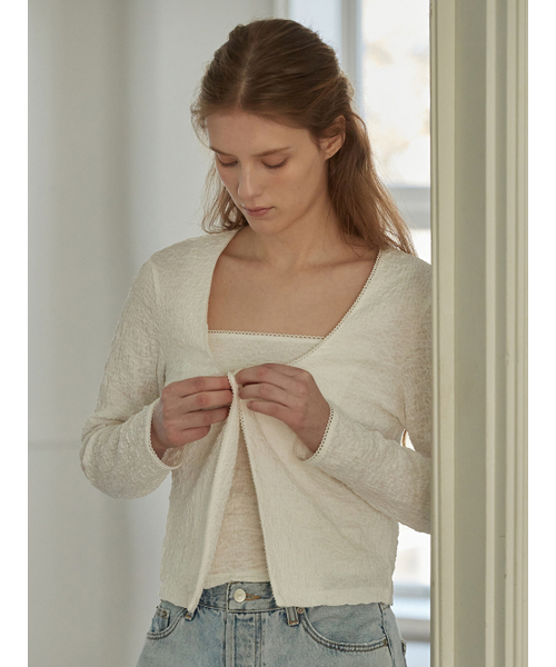 BEMUSE MANSION(ビミューズマンション)の「U-neck crinkle cardigan set - Black(カーディガン/ボレロ・レディース・ブラック・FREE)」の4枚目の写真