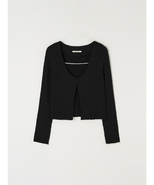 BEMUSE MANSION(ビミューズマンション)の「U-neck crinkle cardigan set - Black(カーディガン/ボレロ・レディース・ブラック・FREE)」の5枚目の写真