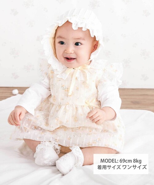 SLAP SLIP BABY（スラップスリップベビー）の「花柄シフォンレースワンピース+フリルブルマセットアップベビー(70~80cm)（その他ベビーウェア・キッズ・イエロー/ピンク・FREE）」の3枚目の写真