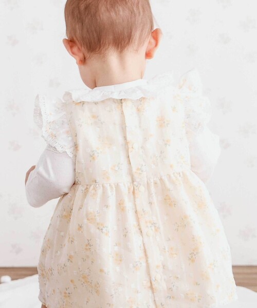 SLAP SLIP BABY（スラップスリップベビー）の「花柄シフォンレースワンピース+フリルブルマセットアップベビー(70~80cm)（その他ベビーウェア・キッズ・イエロー/ピンク・FREE）」の4枚目の写真
