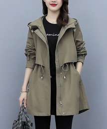 ＆soiree（アンドソワレ）の「ウエストドロストフード付きミドルジャケット（ブルゾン）」