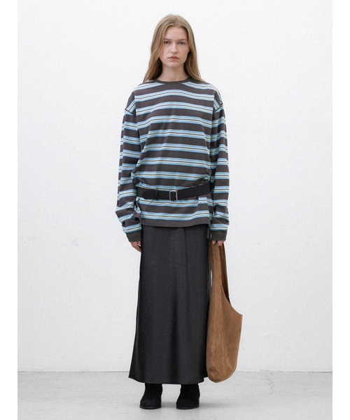 ATELIER NAIN(アトリエナイン)の「STRIPE RELAXED TEE(T-7127)(Tシャツ/カットソー・レディース・ライトブルー・FREE)」の2枚目の写真