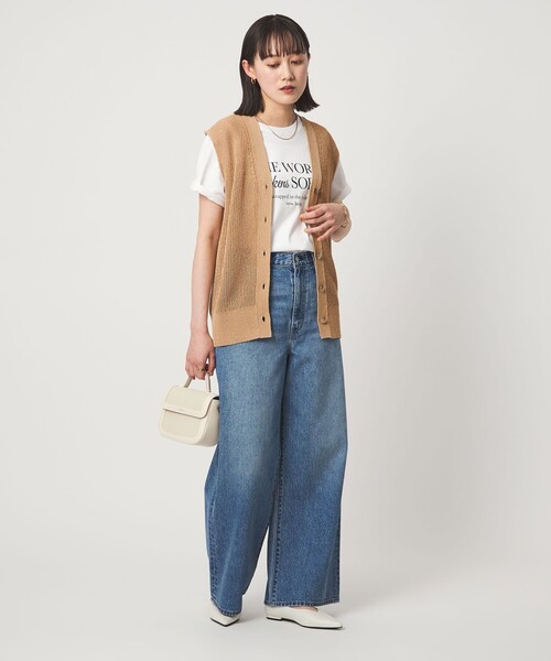 green label relaxing（グリーンレーベルリラクシング）の「ペーパー ニット ジレ ウォッシャブル（ベスト・レディース・ナチュラル/ダークブラウン/ベージュ・FREE）」の8枚目の写真