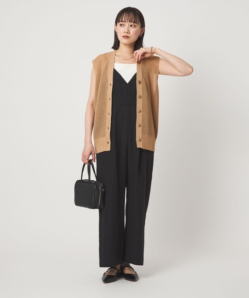 green label relaxing（グリーンレーベルリラクシング）の「ペーパー ニット ジレ ウォッシャブル（ベスト・レディース・ナチュラル/ダークブラウン/ベージュ・FREE）」の12枚目の写真