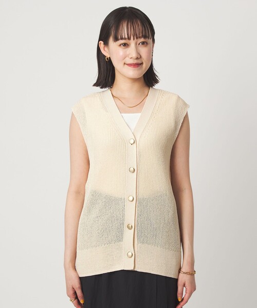green label relaxing（グリーンレーベルリラクシング）の「ペーパー ニット ジレ ウォッシャブル（ベスト・レディース・ナチュラル/ダークブラウン/ベージュ・FREE）」の18枚目の写真