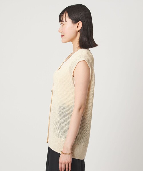 green label relaxing（グリーンレーベルリラクシング）の「ペーパー ニット ジレ ウォッシャブル（ベスト・レディース・ナチュラル/ダークブラウン/ベージュ・FREE）」の19枚目の写真