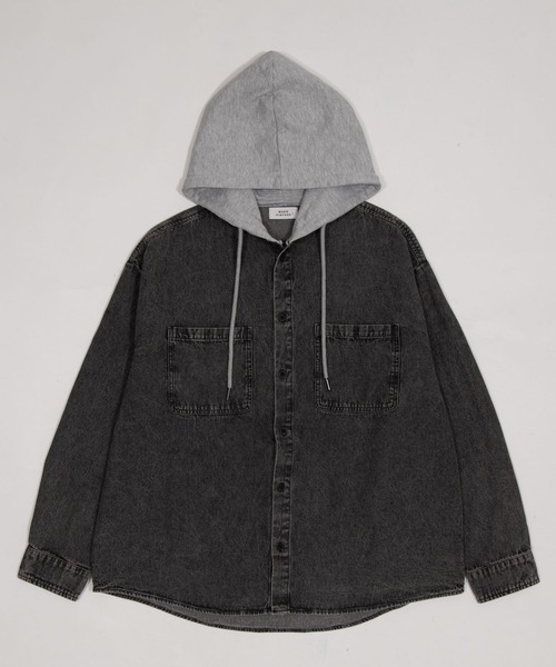WEGO(ウィゴー)の「WEGO/【26年春夏新作】デニムフードシャツ(LS)(シャツ/ブラウス・メンズ・スカイブルー/ブラック系1・MEDIUM/LARGE)」の21枚目の写真