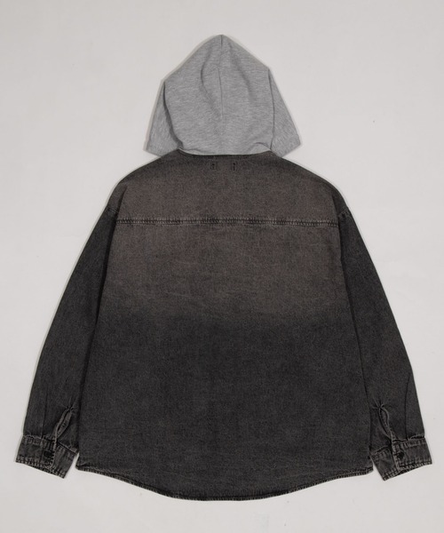WEGO(ウィゴー)の「WEGO/【26年春夏新作】デニムフードシャツ(LS)(シャツ/ブラウス・メンズ・スカイブルー/ブラック系1・MEDIUM/LARGE)」の22枚目の写真