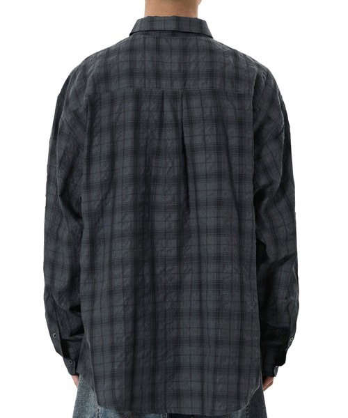 OY（オーワイ）の「『OY/オーワイ』SHADOW CHECK SHIRT/シャドーチェックシャツ（シャツ/ブラウス・メンズ・チャコールグレー・L/M）」の4枚目の写真