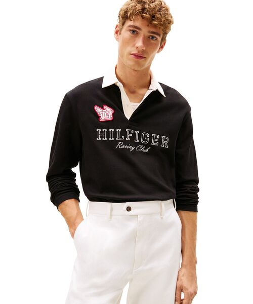 TOMMY HILFIGER(トミーヒルフィガー)の「ロングスリーブアスレジャーラグビーポロシャツ(ポロシャツ・メンズ・ブラック・X-LARGE/LARGE/SMALL/MEDIUM)」の1枚目の写真