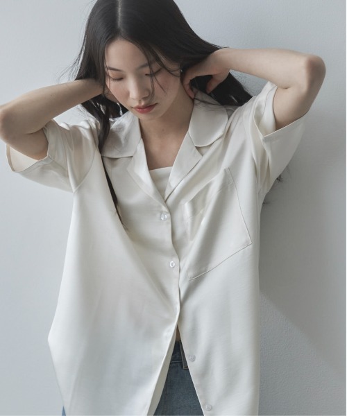 feepur(フェピュール)の「オープンカラーハーフスリーブサテンシャツ(シャツ/ブラウス・レディース・ブラック/アイボリー・MEDIUM)」の17枚目の写真