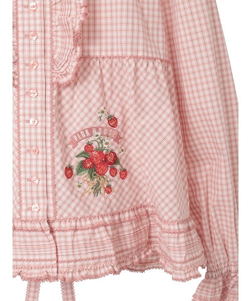 PINK HOUSE(ピンクハウス)の「苺ブーケ刺繍入りオリジナルチェックブラウス(シャツ/ブラウス・レディース・レッド系/ピンク系/グリーン系/ブルー系/ブラック系・フリー)」の11枚目の写真