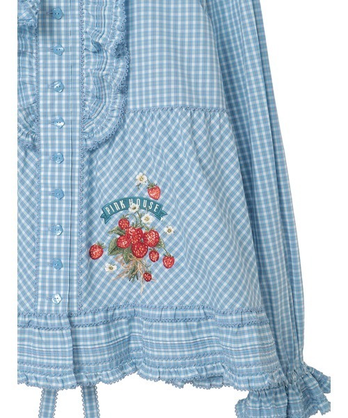 PINK HOUSE(ピンクハウス)の「苺ブーケ刺繍入りオリジナルチェックブラウス(シャツ/ブラウス・レディース・レッド系/ピンク系/グリーン系/ブルー系/ブラック系・フリー)」の14枚目の写真