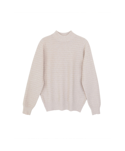 VASCARA(バスカラ)の「Stripe Half-neck knitwear (5colors)(ニット/セーター・レディース・ブラック/ライトベージュ/アイボリー/ブラウン/ライトグレー・FREE)」の5枚目の写真