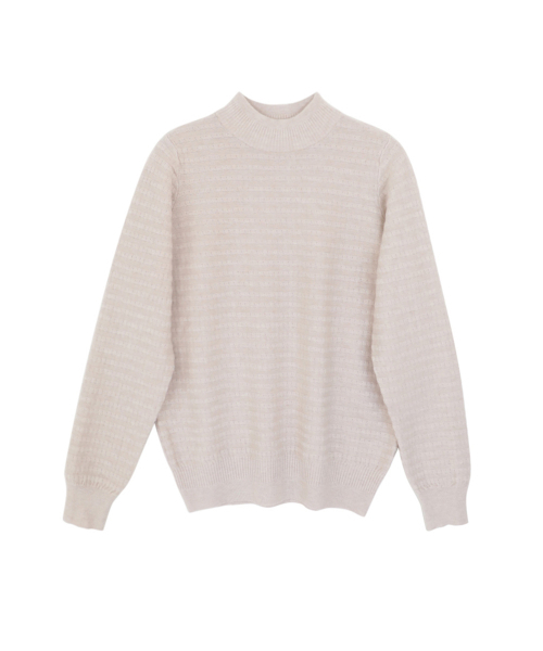 VASCARA(バスカラ)の「Stripe Half-neck knitwear (5colors)(ニット/セーター・レディース・ブラック/ライトベージュ/アイボリー/ブラウン/ライトグレー・FREE)」の7枚目の写真