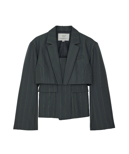 Ameri(アメリ)の「DEFORMATION PINSTRIPE JACKET(テーラードジャケット・レディース・グレー/ブラウン・MEDIUM/SMALL)」の19枚目の写真