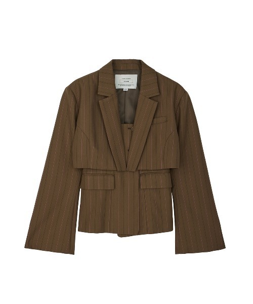 Ameri(アメリ)の「DEFORMATION PINSTRIPE JACKET(テーラードジャケット・レディース・グレー/ブラウン・MEDIUM/SMALL)」の20枚目の写真