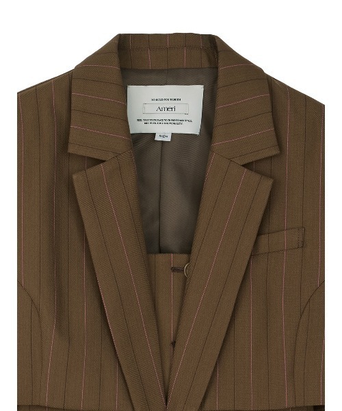 Ameri(アメリ)の「DEFORMATION PINSTRIPE JACKET(テーラードジャケット・レディース・グレー/ブラウン・MEDIUM/SMALL)」の21枚目の写真