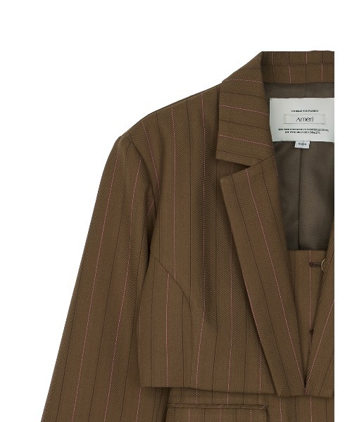 Ameri(アメリ)の「DEFORMATION PINSTRIPE JACKET(テーラードジャケット・レディース・グレー/ブラウン・MEDIUM/SMALL)」の22枚目の写真