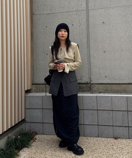 Ameri(アメリ)の「DEFORMATION PINSTRIPE JACKET(テーラードジャケット・レディース・グレー/ブラウン・MEDIUM/SMALL)」の18枚目の写真