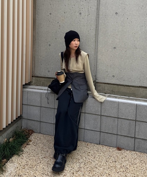 Ameri(アメリ)の「DEFORMATION PINSTRIPE JACKET(テーラードジャケット・レディース・グレー/ブラウン・MEDIUM/SMALL)」の17枚目の写真