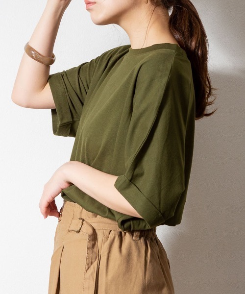 aity(アイティ)の「M-5L オーバーサイズ バルーンT(Tシャツ/カットソー・レディース・オフホワイト/ブラック/カーキ/杢グレー・4L~5L/LL~3L/M~L)」の12枚目の写真