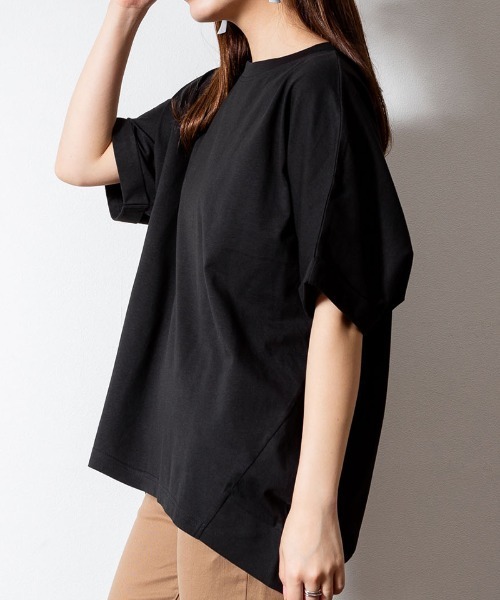 aity(アイティ)の「M-5L オーバーサイズ バルーンT(Tシャツ/カットソー・レディース・オフホワイト/ブラック/カーキ/杢グレー・4L~5L/LL~3L/M~L)」の5枚目の写真