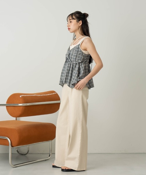 hinari(ヒナリ)の「チェックリボンキャミチュニック(キャミソール・レディース・ネイビー/ナチュラル/ブラウン・FREE)」の16枚目の写真