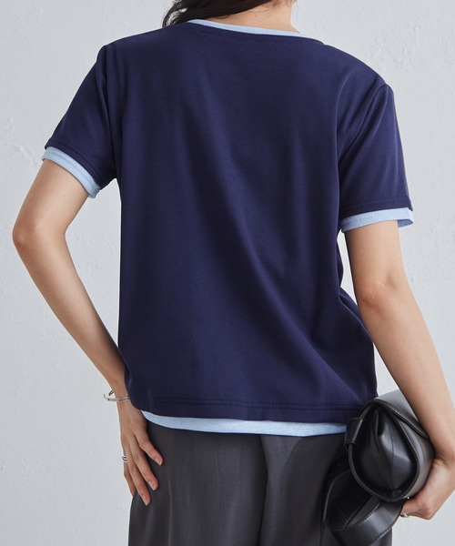 RANAN(ラナン)の「レイヤードヘンリーネックTシャツ(Tシャツ/カットソー・レディース・グレー/ブラック/ネイビー/ホワイト・LL/M/L)」の12枚目の写真