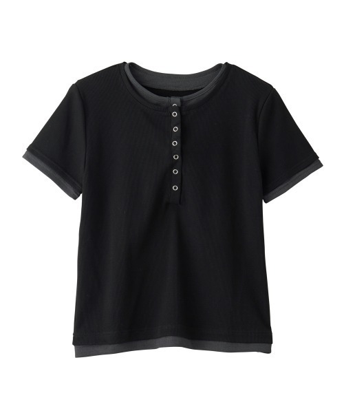 RANAN(ラナン)の「レイヤードヘンリーネックTシャツ(Tシャツ/カットソー・レディース・グレー/ブラック/ネイビー/ホワイト・LL/M/L)」の18枚目の写真