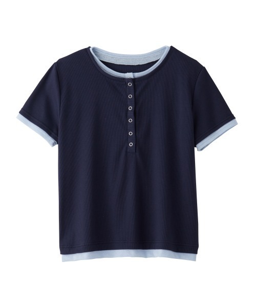 RANAN(ラナン)の「レイヤードヘンリーネックTシャツ(Tシャツ/カットソー・レディース・グレー/ブラック/ネイビー/ホワイト・LL/M/L)」の19枚目の写真