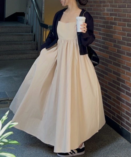 FREE STYLISTS（フリー スタイリスト）の「YUGA_YGMC　　Korean-style camisole voluminous flare dress（ワンピース・レディース・ブラック・FREE）」の6枚目の写真