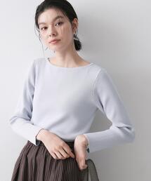 【洗える】ボートネックリブニット