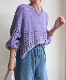 【WEB限定】メッシュ編みニットプルオーバー