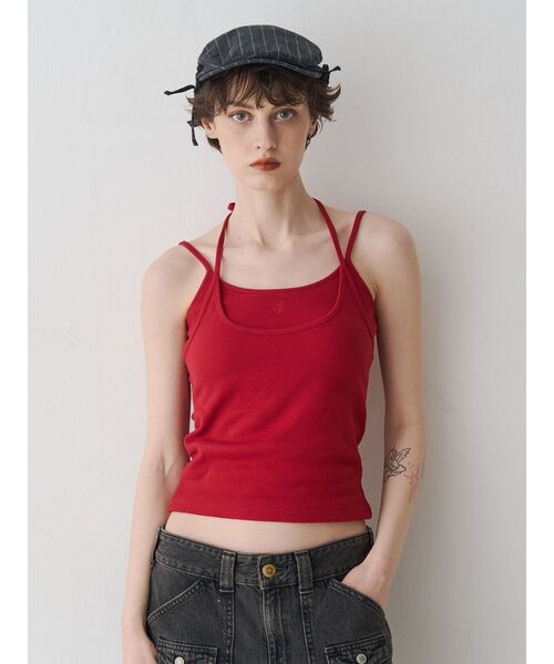 jouetie（ジュエティ）の「レイヤードキャミソール　カップ付き（キャミソール・レディース・ピンク/レッド/ブラック/オフホワイト/ブルー・MEDIUM）」の6枚目の写真